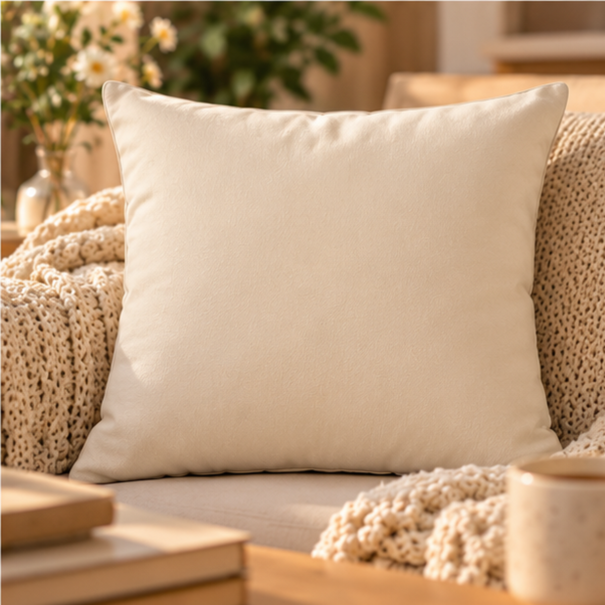 Good Things Take Time Cotton Pillow Cover – Cream Inspirational Throw Pillow Case – Cozy Neutral Home Decor