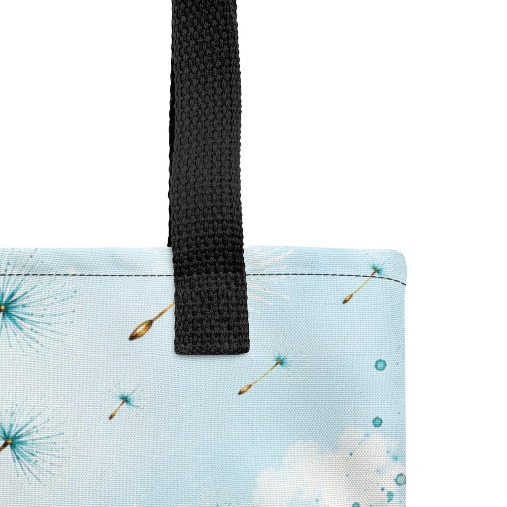 Turquoise Ocean Tote Bag, Dandelion Beach Bag, Coastal Art Tote, Aqua Blue Summer Bag, Watercolor Sea Tote